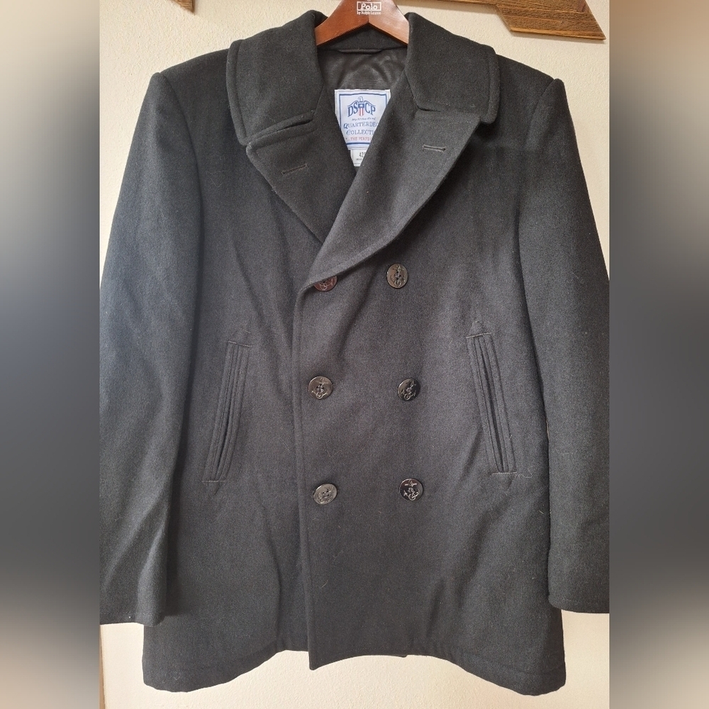 DSCP Quarterdeck US Navy Peacoat 42S Black Wool Enlisted Overcoat Sterlingwear